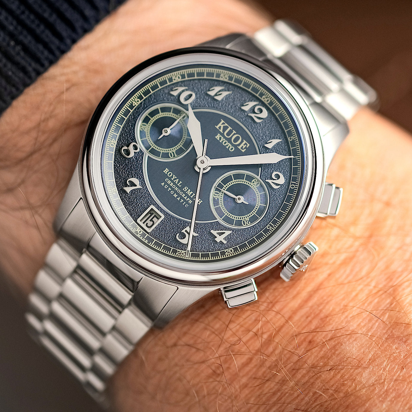 ROYAL SMITH 90-012 Automatic Chronograph, Navy with Stick Indexes