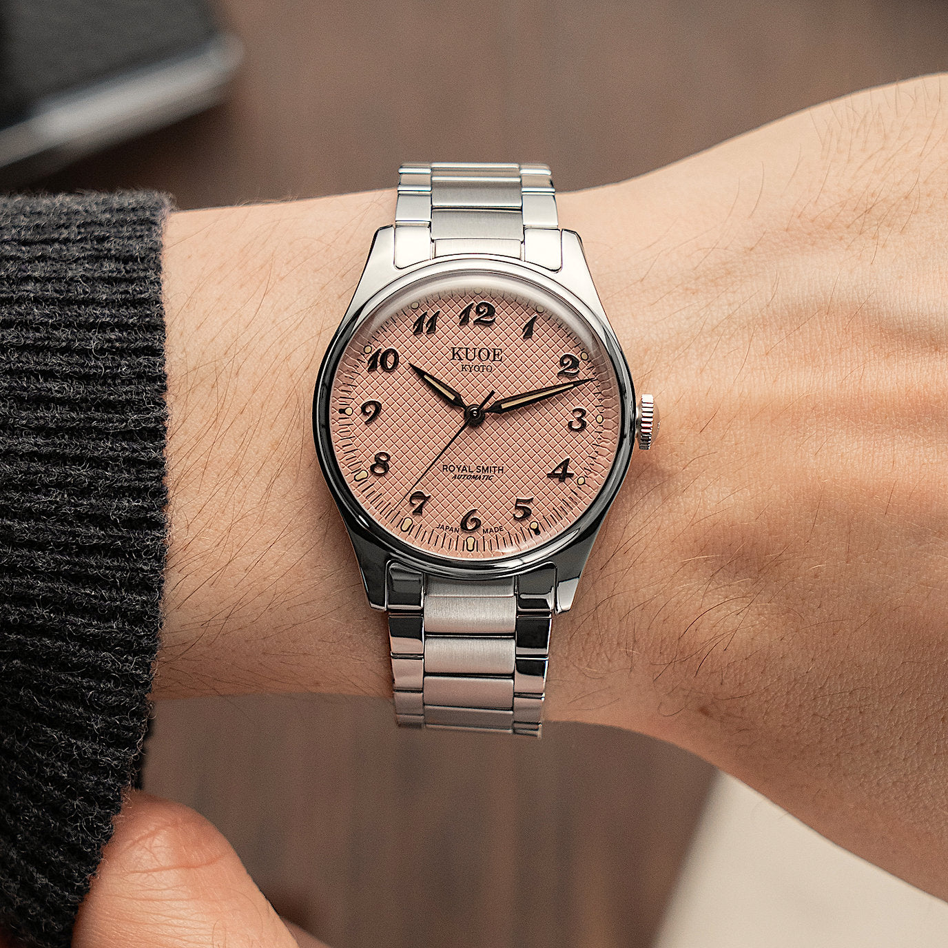 ROYAL SMITH 90-006 Breguet Numerals Silver Case Pink Dial