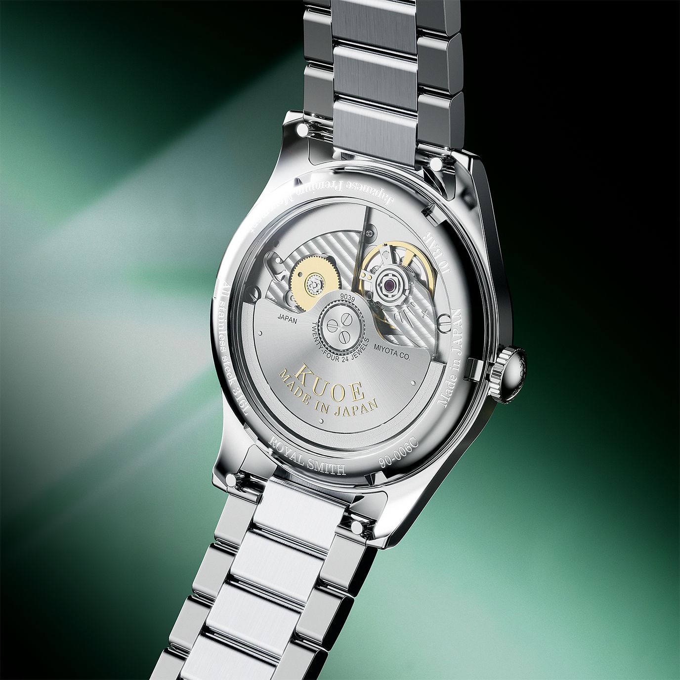 ROYAL SMITH 90-006 Breguet Numerals Silver Case Green Dial