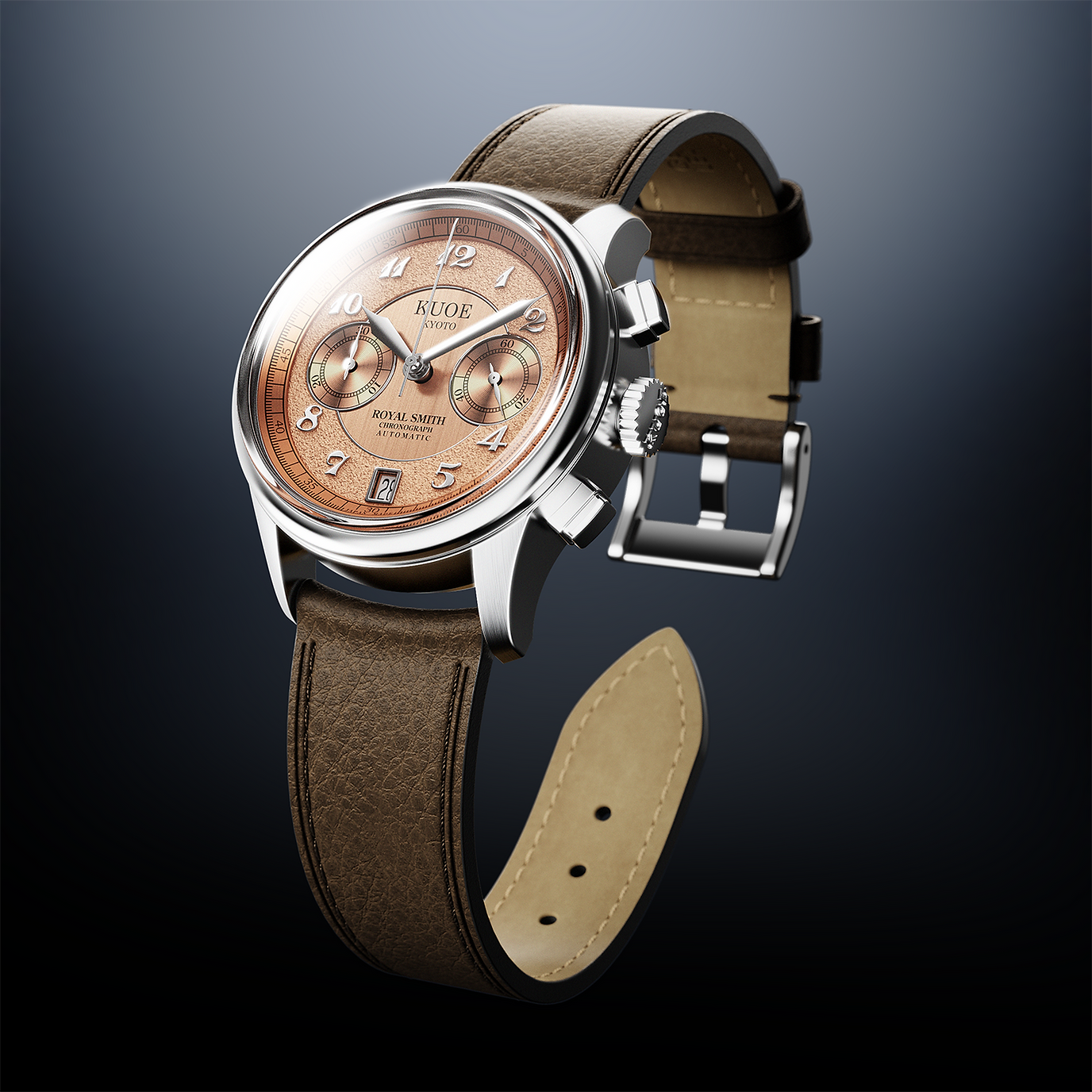 ROYAL SMITH 90-012 Automatic Chronograph, Salmon Pink with Breguet Numerals