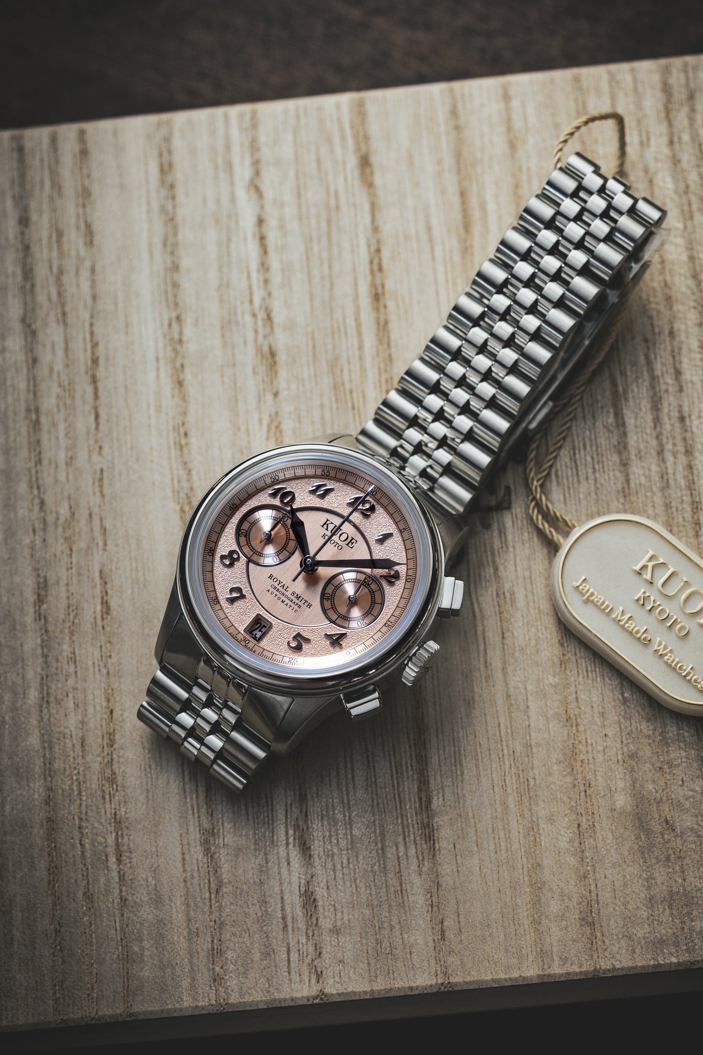 ROYAL SMITH 90-012 Automatic Chronograph, Salmon Pink with Breguet Numerals