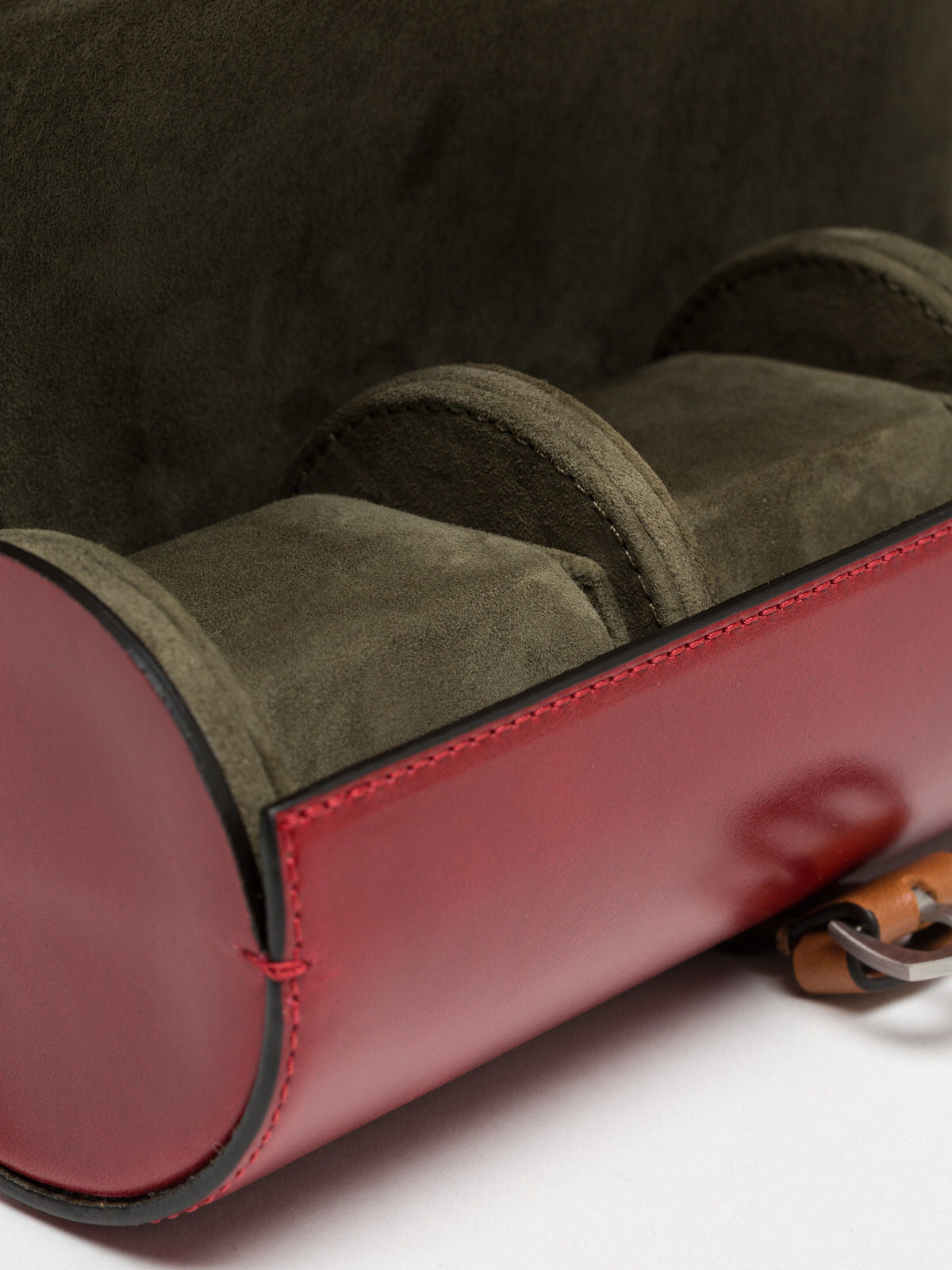 Premium Watch Roll in Cherry Red Leather