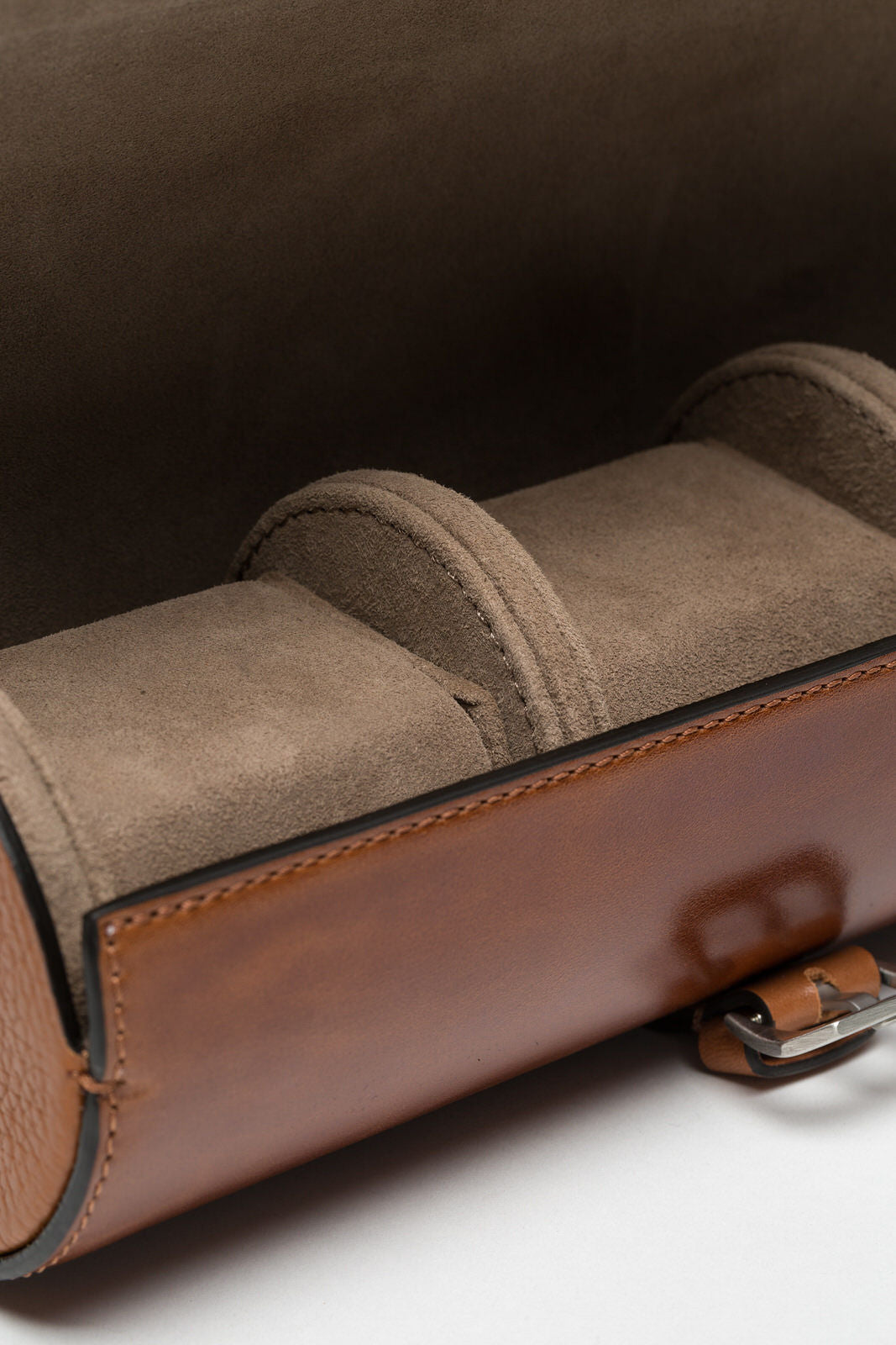 Premium Watch Roll in Caramel Brown Leather