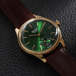 OLD SMITH 90-001 Green Dial with Stick Indexes Brown Leather Strap