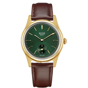 OLD SMITH 90-001 Green Dial with Stick Indexes Brown Leather Strap