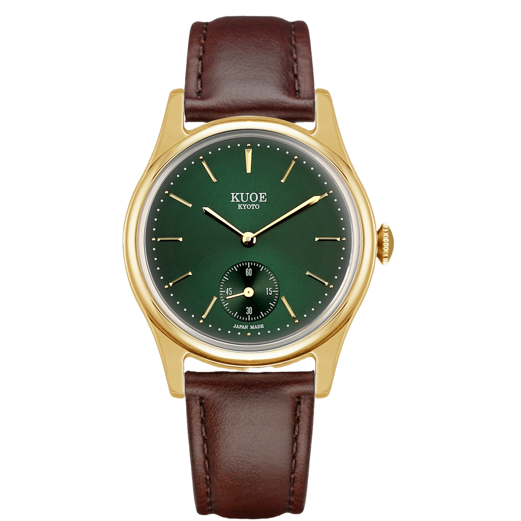 OLD SMITH 90-001 Green Dial with Stick Indexes Brown Leather Strap