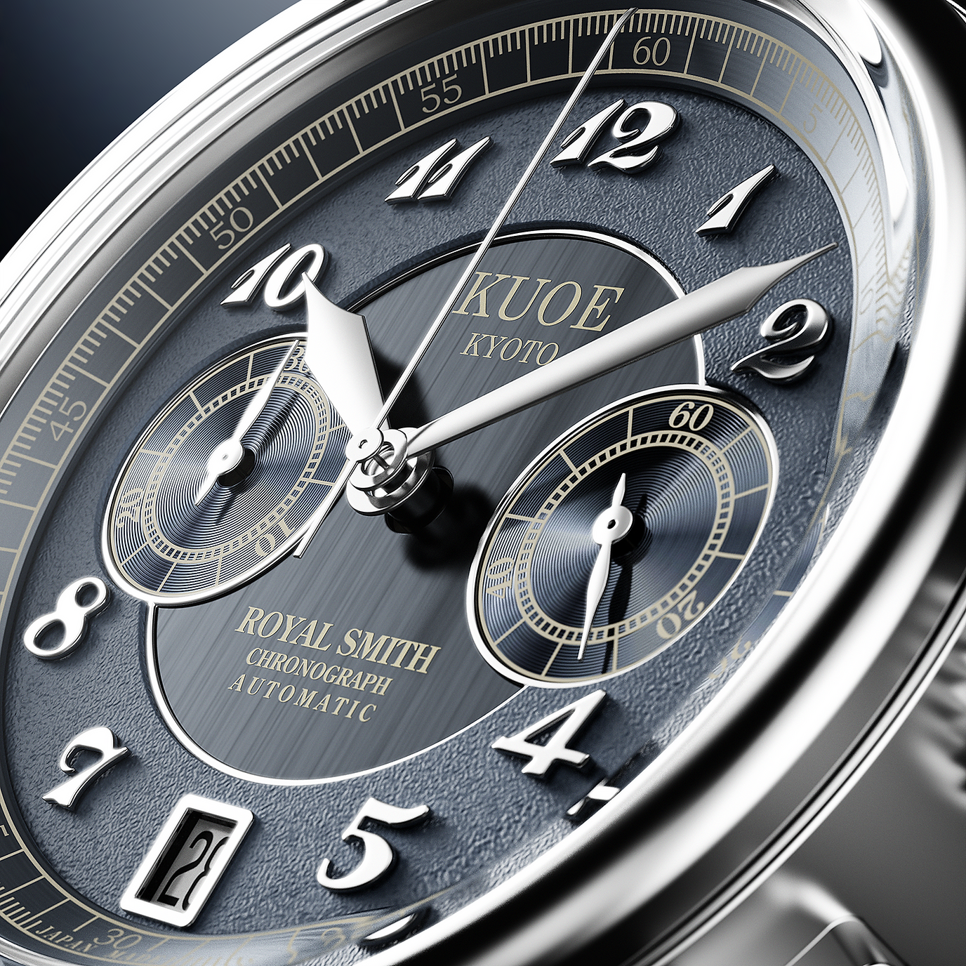 ROYAL SMITH 90-012 Automatic Chronograph, Navy with Stick Indexes