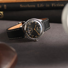 OLD SMITH 90-001 Arabic Numerals Black with Black Leather Strap