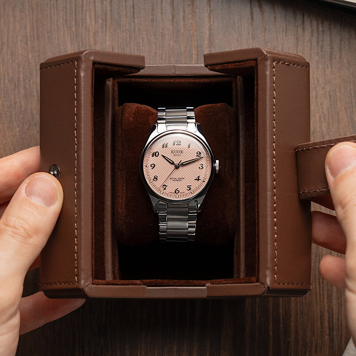 ROYAL SMITH 90-006 Breguet Numerals Silver Case Pink Dial