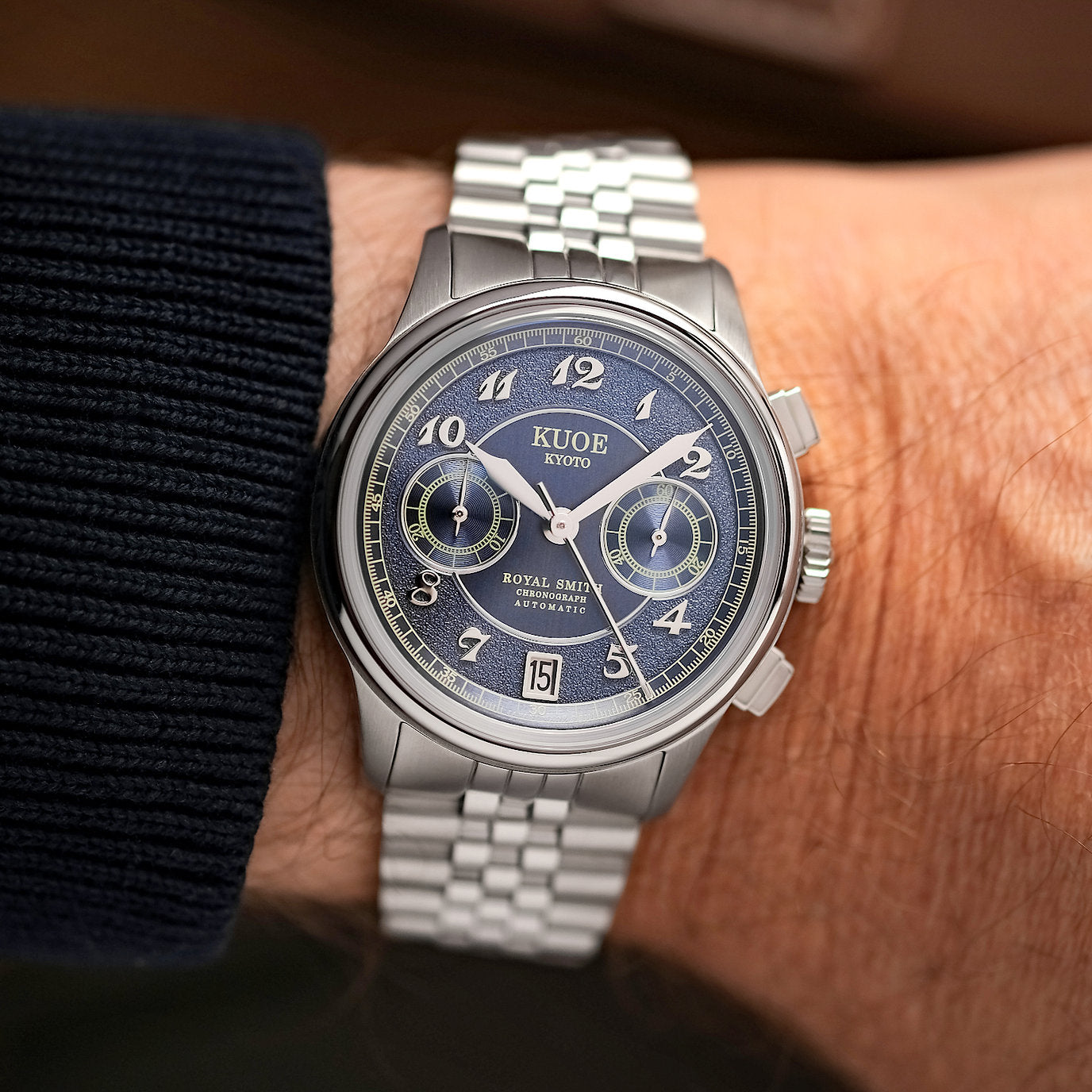 ROYAL SMITH 90-012 Automatic Chronograph, Navy with Stick Indexes