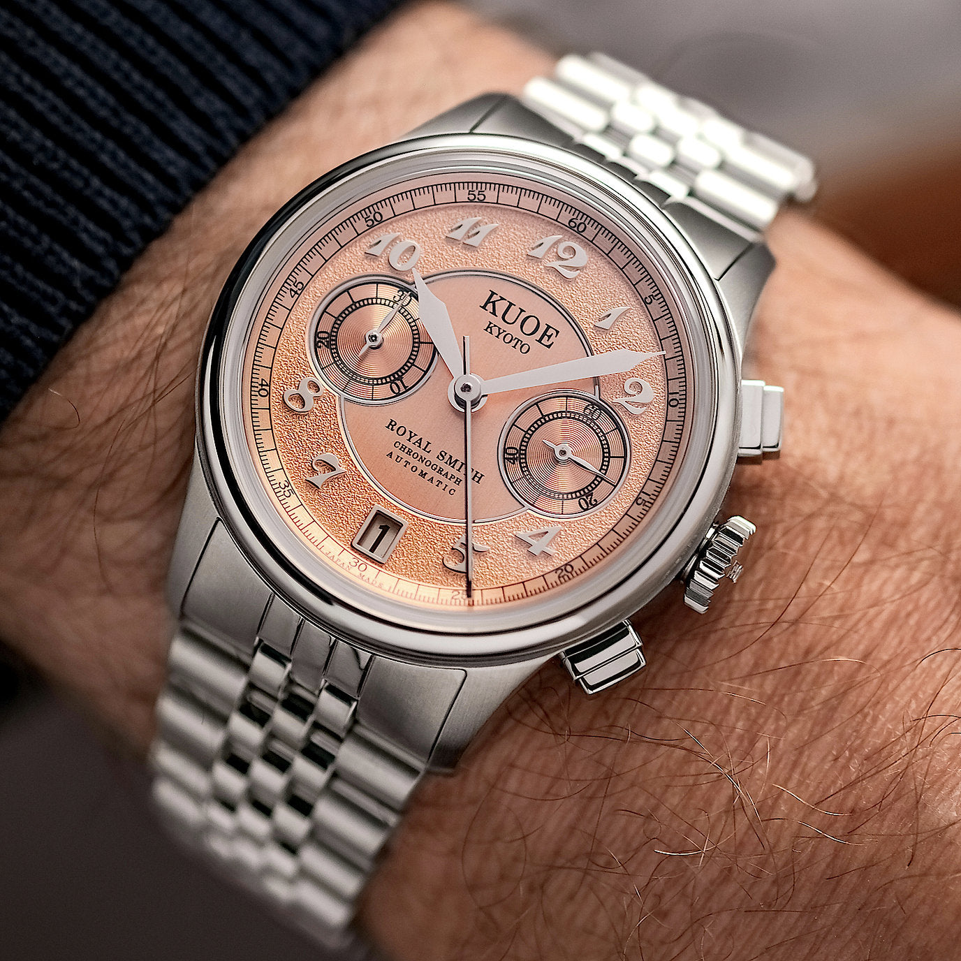ROYAL SMITH 90-012 Automatic Chronograph, Salmon Pink with Breguet Numerals
