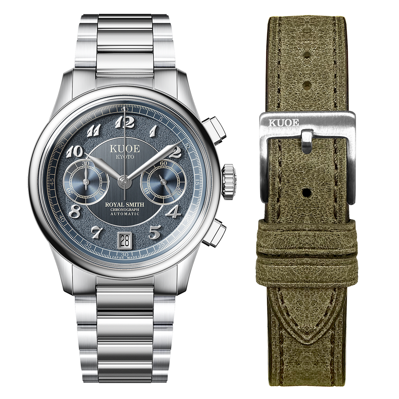 ROYAL SMITH 90-012 Automatic Chronograph, Navy with Stick Indexes