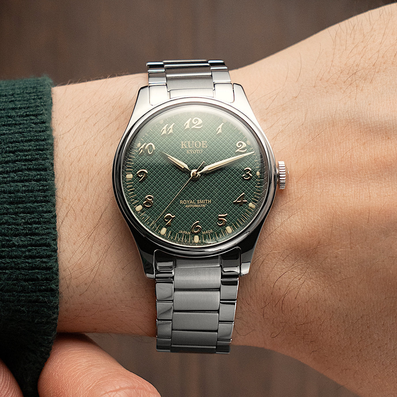 ROYAL SMITH 90-006 Breguet Numerals Silver Case Green Dial