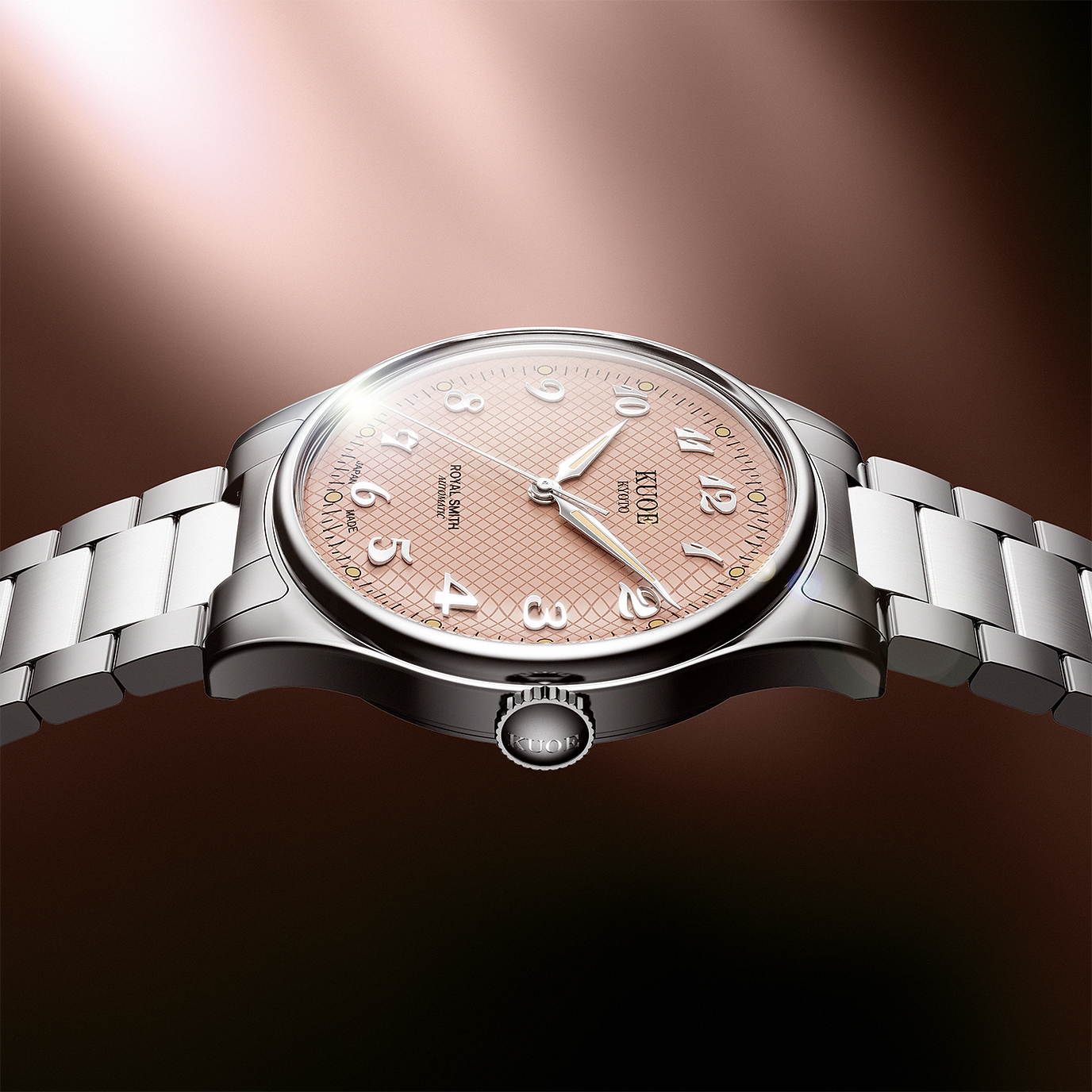 ROYAL SMITH 90-006 Breguet Numerals Silver Case Pink Dial