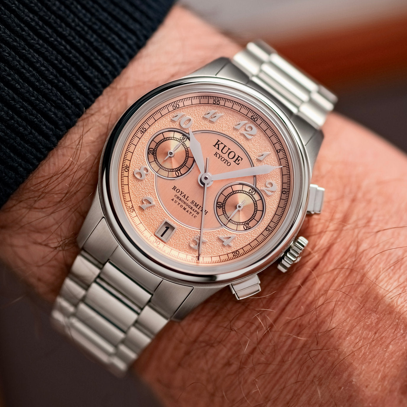ROYAL SMITH 90-012 Automatic Chronograph, Salmon Pink with Breguet Numerals