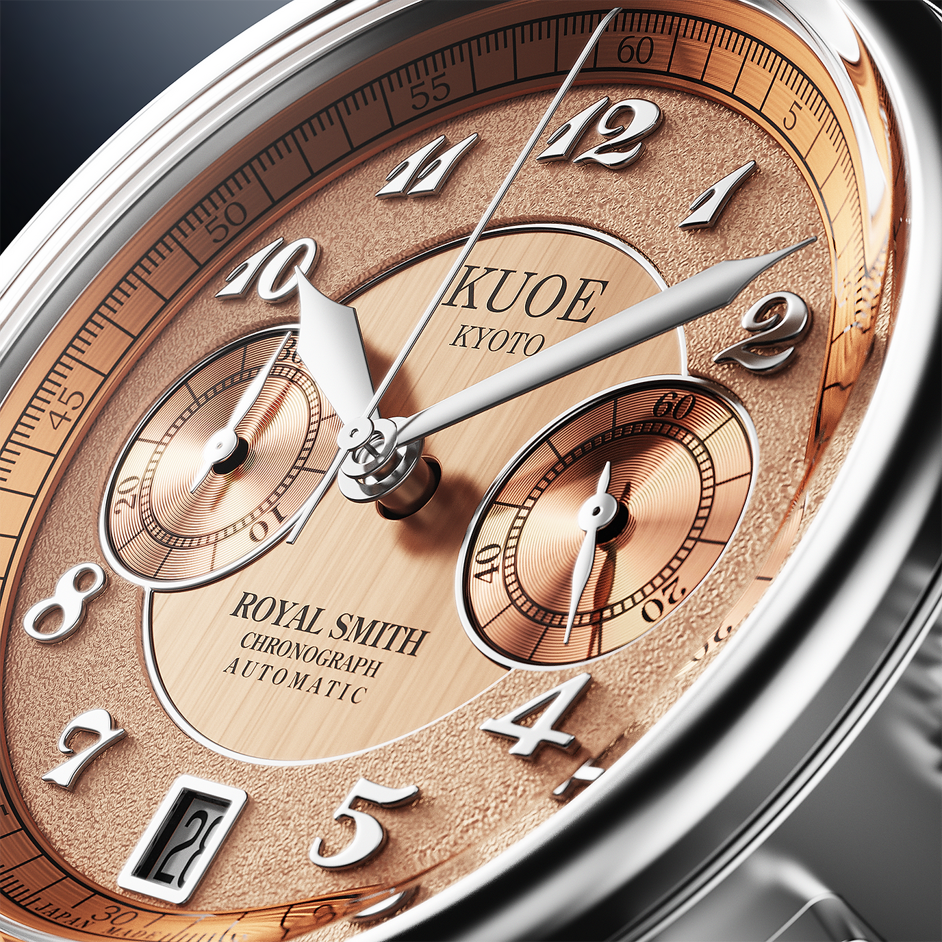 ROYAL SMITH 90-012 Automatic Chronograph, Salmon Pink with Breguet Numerals