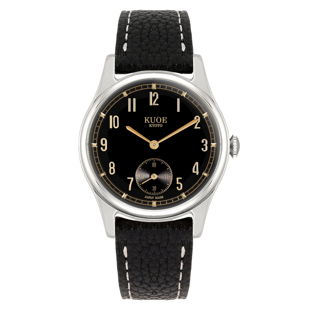 OLD SMITH 90-001 Arabic Numerals Black with Black Leather Strap