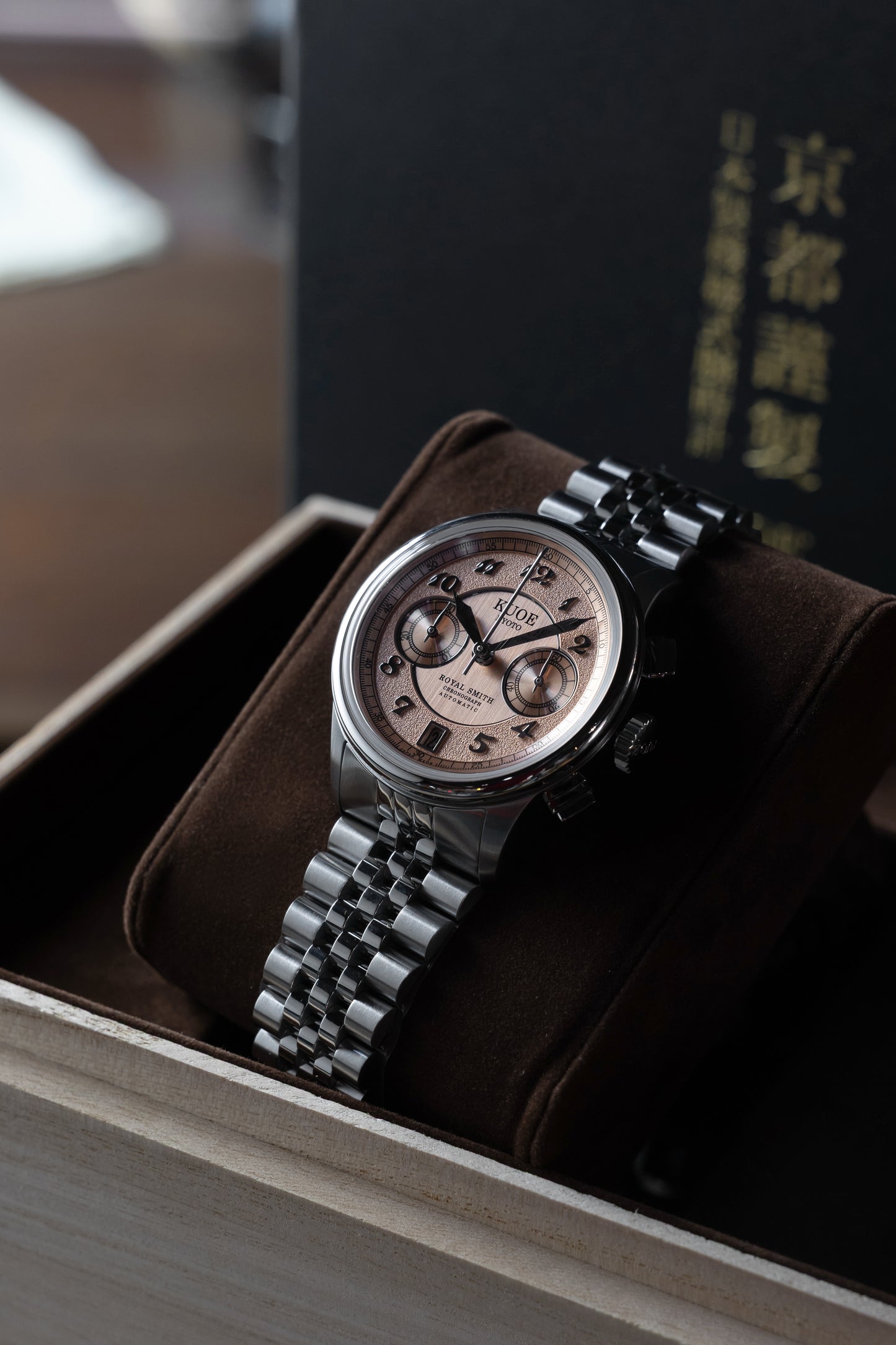 ROYAL SMITH 90-012 Automatic Chronograph, Salmon Pink with Breguet Numerals