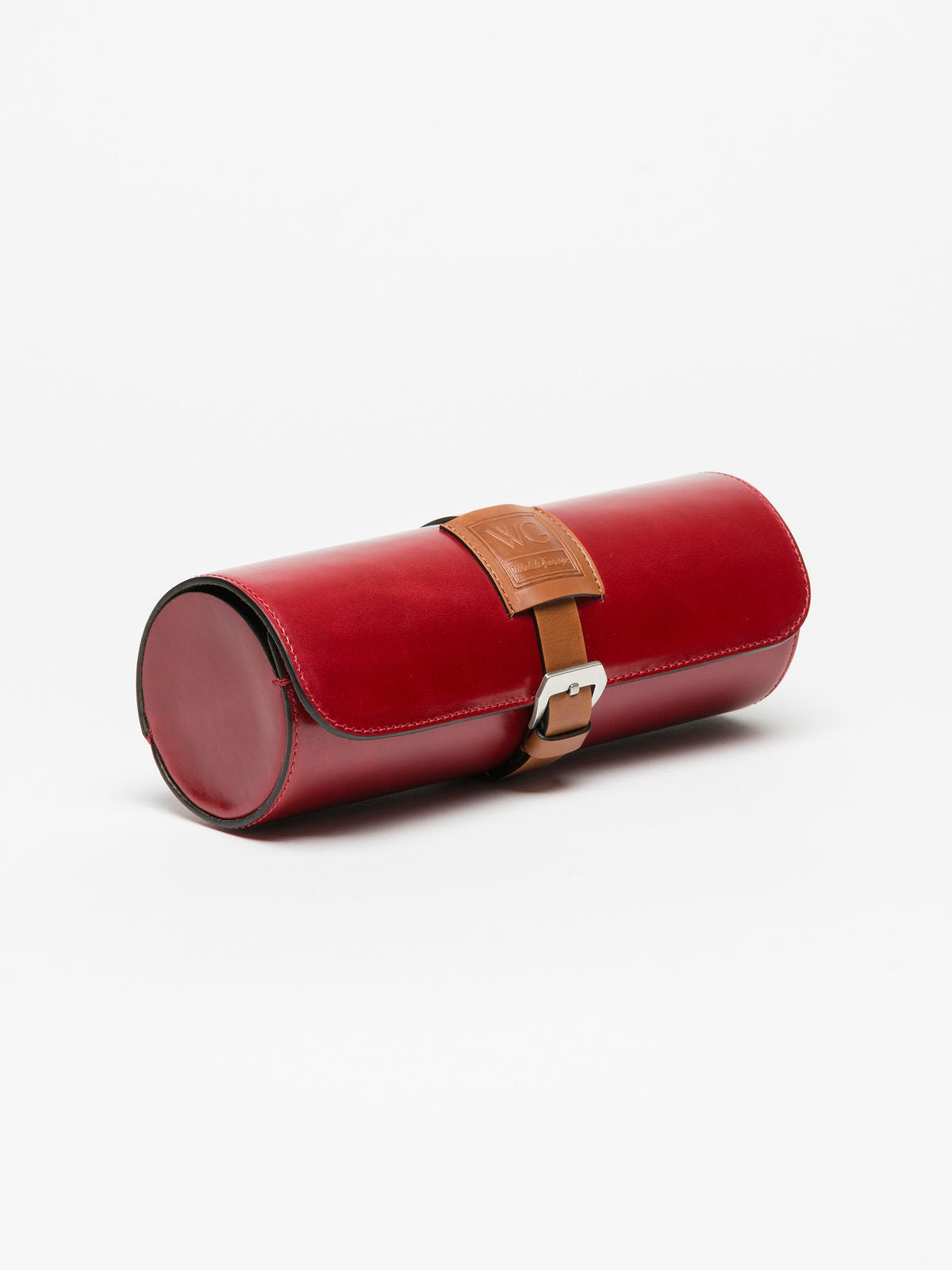 Premium Watch Roll in Cherry Red Leather