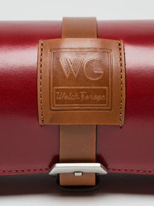 Premium Watch Roll in Cherry Red Leather