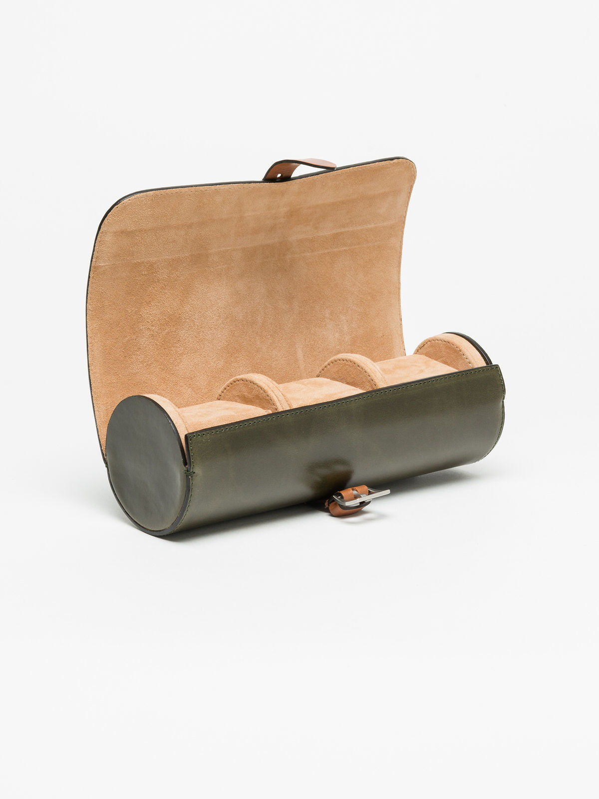 Premium Watch Roll in Royal Green Leather